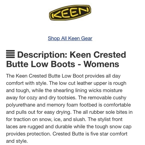 KEEN Lace Up Leather Crested Butte Low Boot Sz 6 - Picture 13 of 14